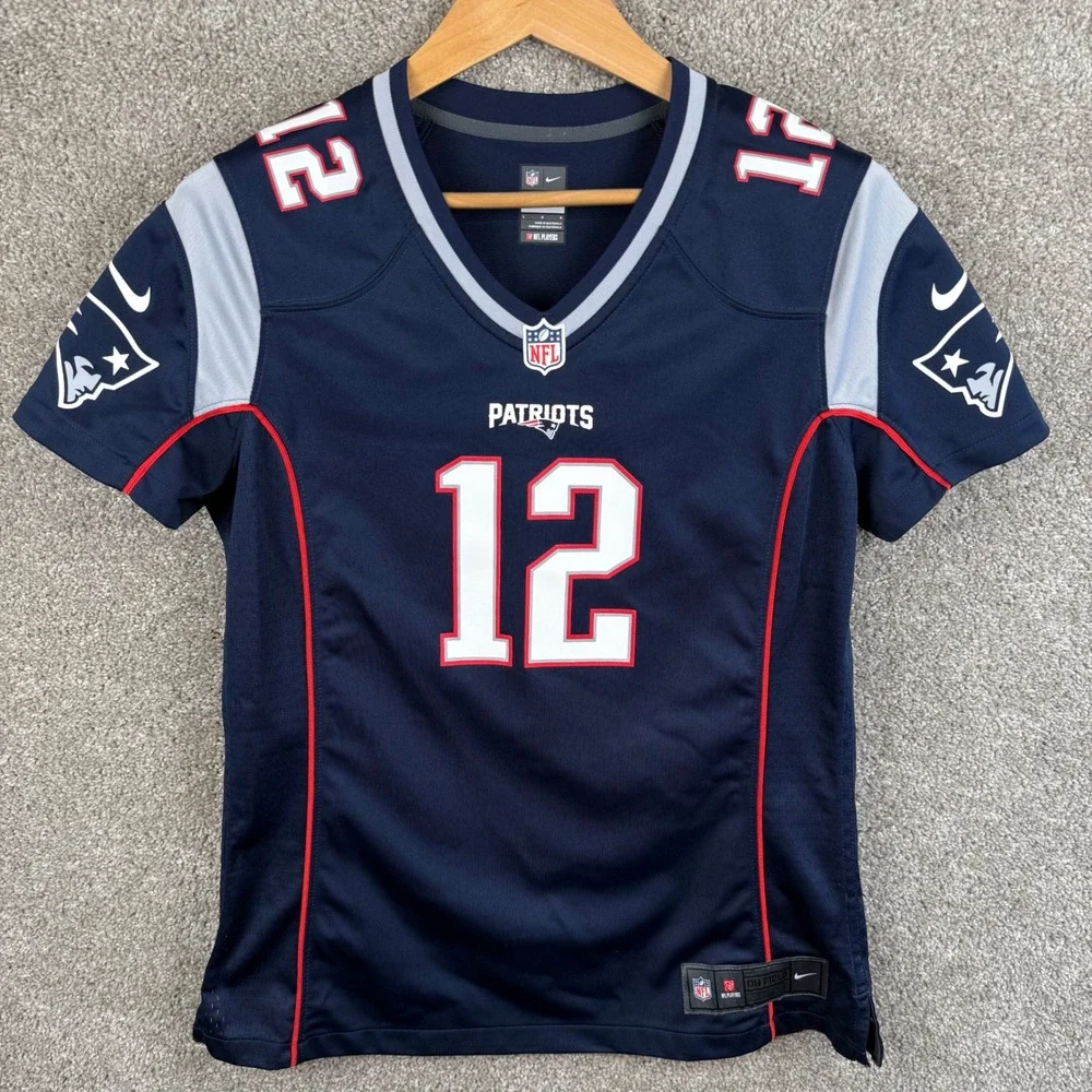 Nike New England Patriots Tom Brady 12 On Field Jersey Navy Blue Womens Large